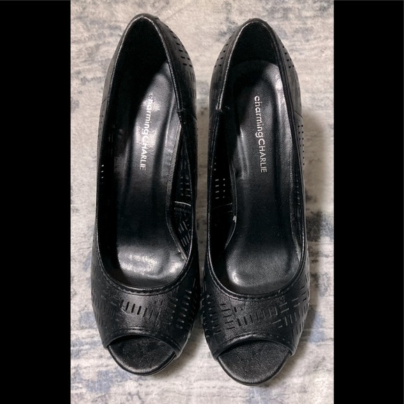 Charming Charlie Black Peep-toe Heels - Picture 4 of 10